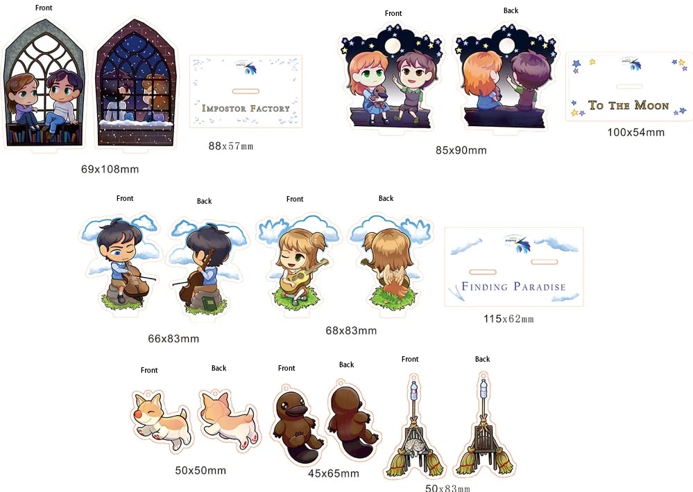 Acrylic Set (FULL) - To the Moon+Finding Paradise+Imposter Factory